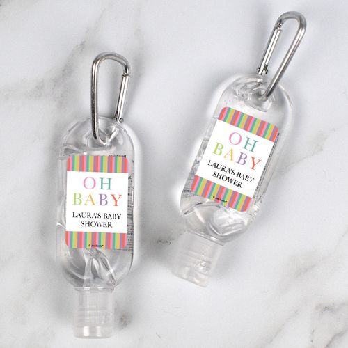 Personalized Hand Sanitizer with Carabiner 1 oz Bottle - Happy Baby