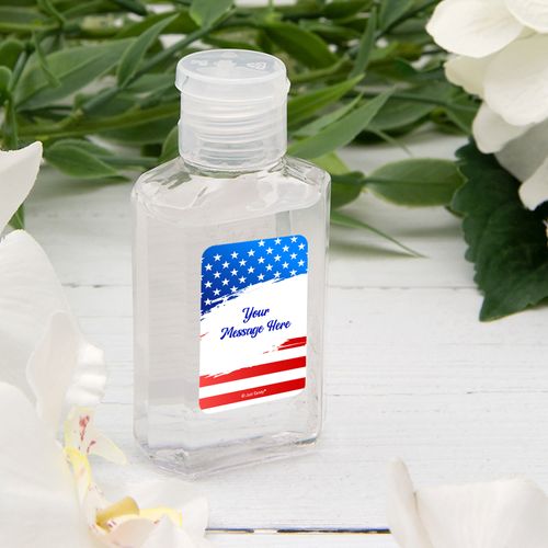 Personalized Patriotic Hand Sanitizer 2 oz Bottle - Stars and Stripes