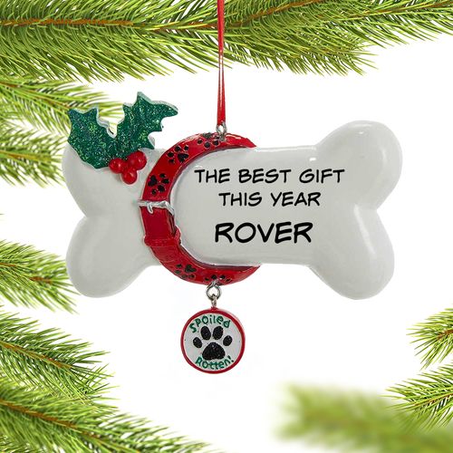 Personalized Spoiled Rotten Dog Bone Christmas Ornament