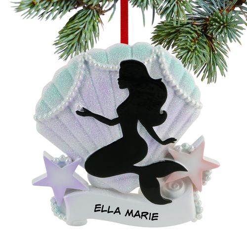 Personalized Silhouette Mermaid Christmas Ornament