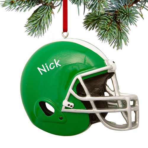 Personalized Green Football Helmet Christmas Ornament