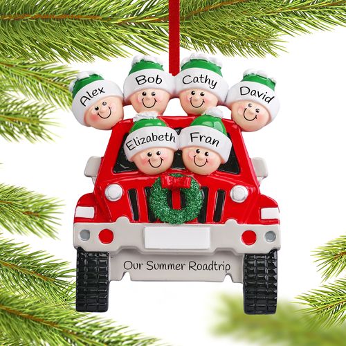 Personalized SUV Family of 6 Christmas Ornament