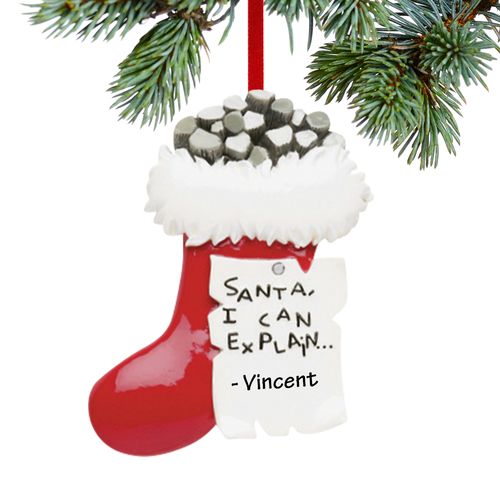 Personalized Coal Stocking Christmas Ornament