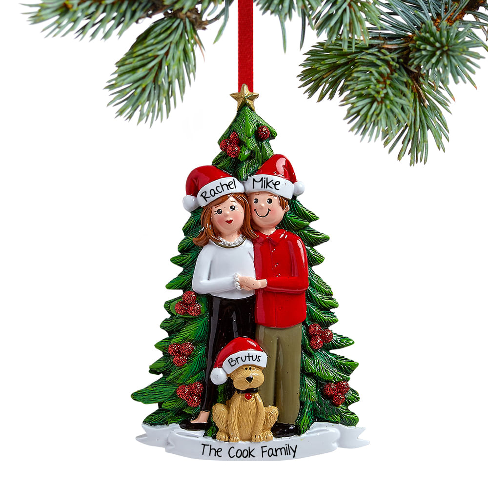 Couple Personalized Christmas Ornament With Dog