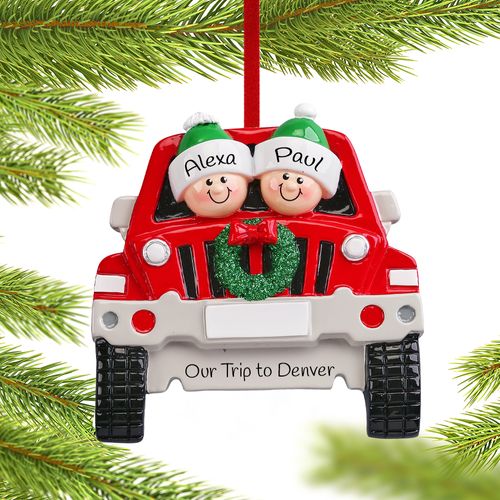 Personalized SUV Family of 2 Christmas Ornament