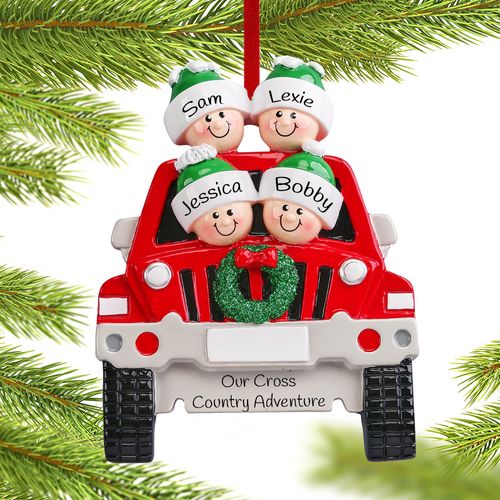 Personalized SUV Family of 4 Christmas Ornament