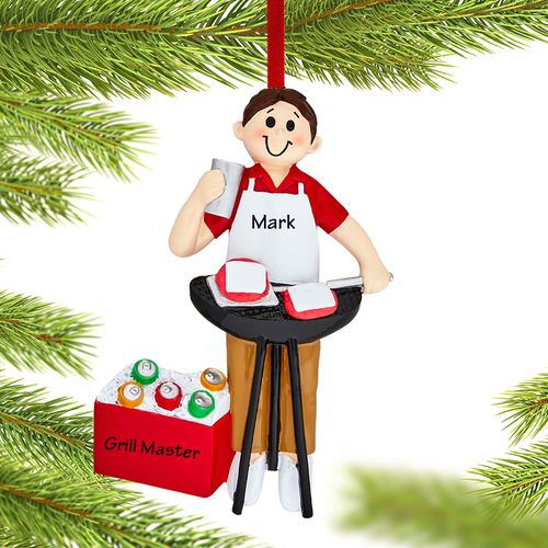 Personalized BBQ Guy Christmas Ornament