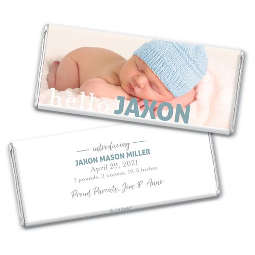 Personalized Baby Birth Announcement Chocolate Bar & Wrapper - Hello Photo