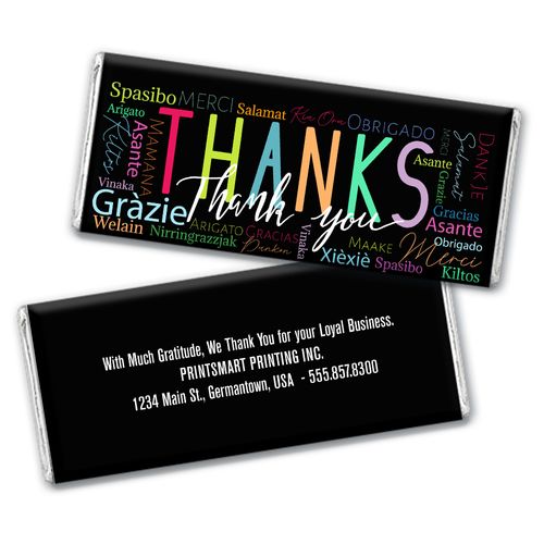 Personalized Thanks Language Chocolate Bar & Wrapper