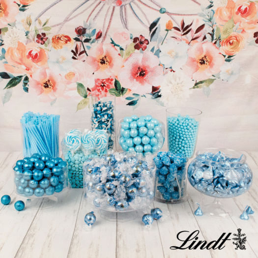 Light Blue Deluxe Candy Buffet Featuring Lindor Truffles by