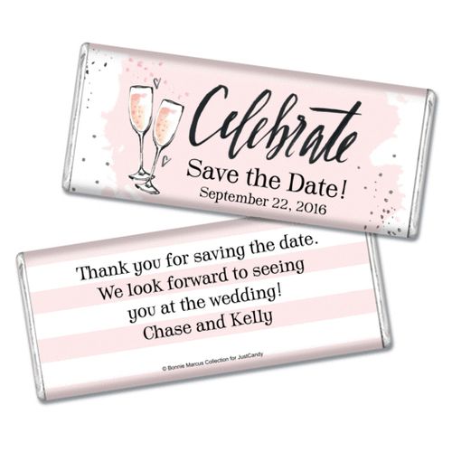 Bonnie Marcus Collection Personalized Chocolate Bar Chocolate and Wrapper The Bubbly Custom Save the Date