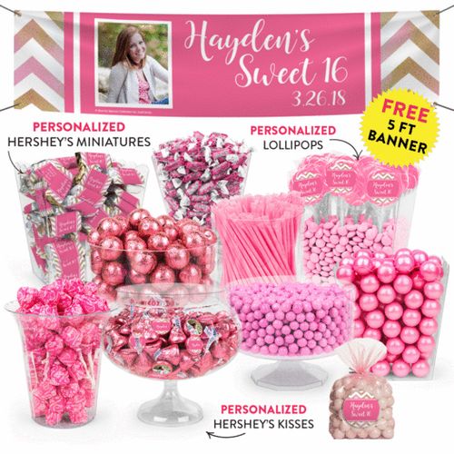 Personalized Bonnie Marcus Birthday Chevron Photo Deluxe Candy Buffet
