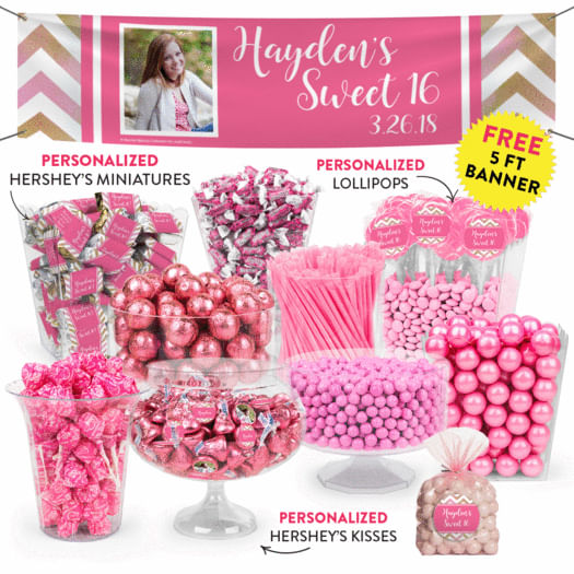 Personalized Bonnie Marcus Birthday Chevron Photo Deluxe Candy Buffet