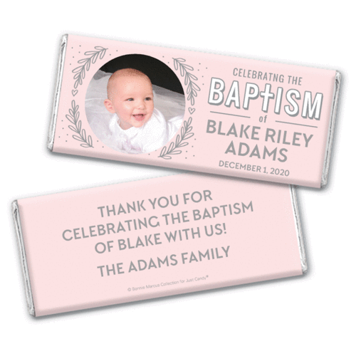 Personalized Bonnie Marcus Baptism Filigree and Heart Chocolate Bar & Wrapper