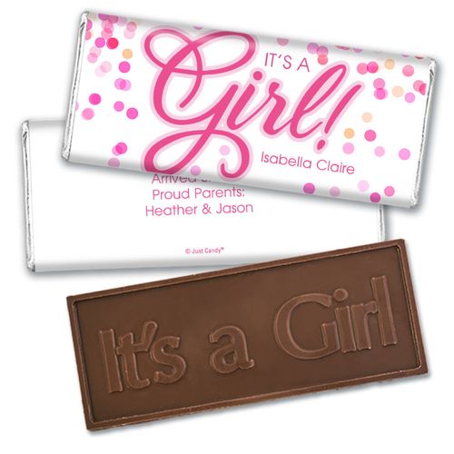 Personalized Bubbles Baby Girl Birth Announcement Party Hershey's Chocolate Bar & Wrapper