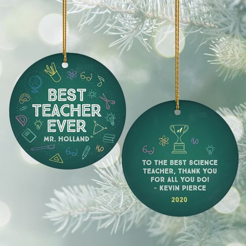 Personalized Best Teacher Christmas Ornament