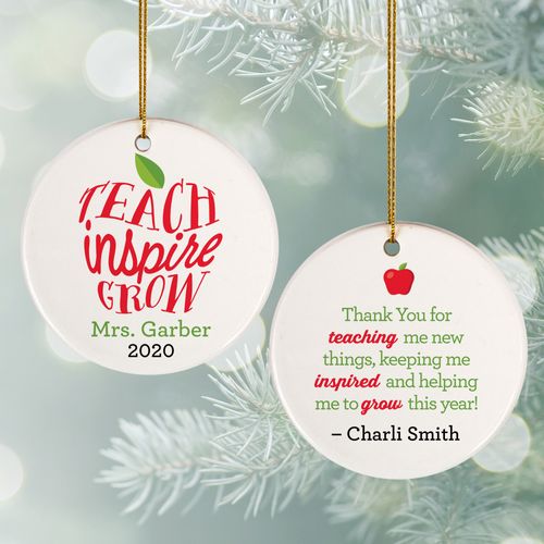 Personalized Teach Grow Inspire Christmas Ornament