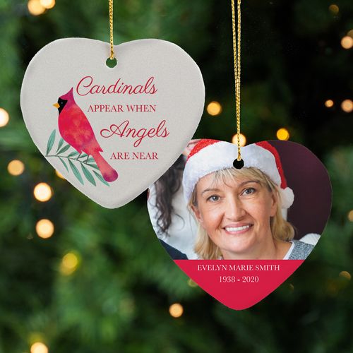 Personalized Cardinals Appear Memorial Christmas Ornament