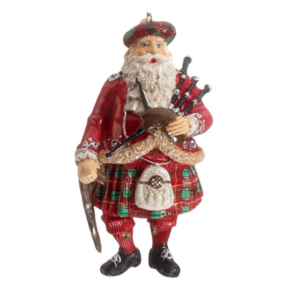Scottish Santa with Bagpipes Christmas Ornament Personalized