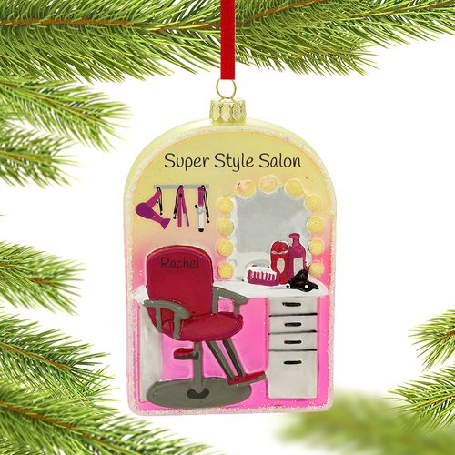 Personalized Hair Salon with Styling Tools Christmas Ornament