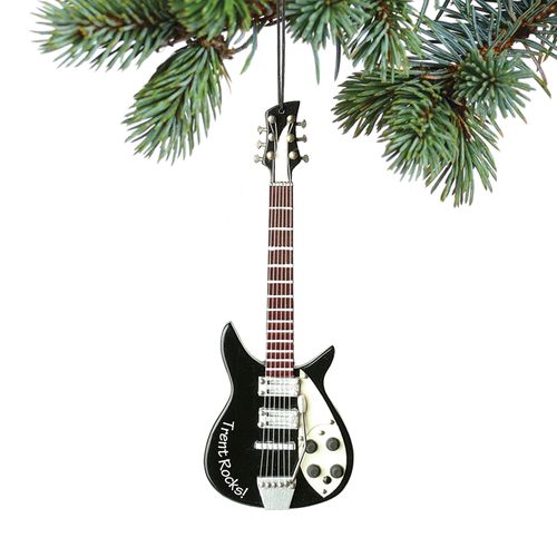 Personalized Black Electric Guitar Christmas Ornament