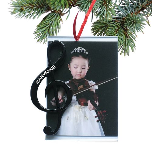 Personalized G Clef Picture Frame Christmas Ornament