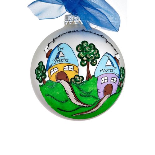 Personalized Whimsical From Our House to Yours Glass Ball Christmas Ornament