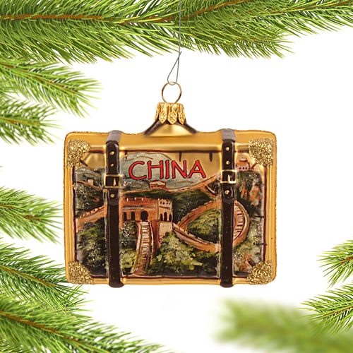 Personalized China Travel Suitcase Christmas Ornament
