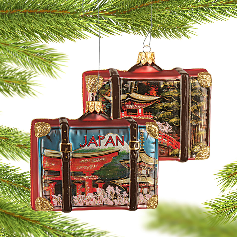 Personalized Japan Travel Suitcase Christmas Ornament Personalized
