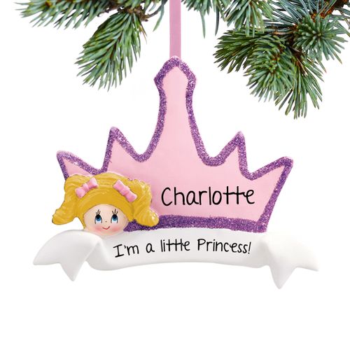 Personalized Princess Crown Girl Christmas Ornament