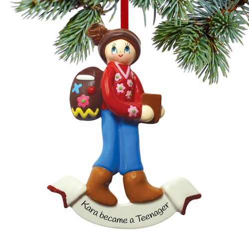 Personalized Backpack Girl Christmas Ornament