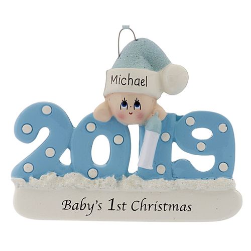 Personalized 2019 Baby's First Christmas (Blue) Christmas Ornament