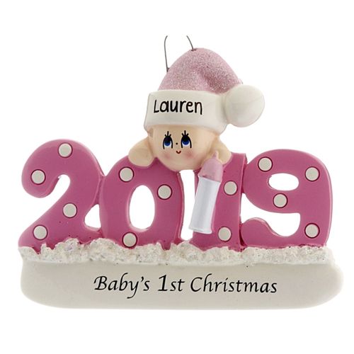 Personalized 2019 Baby's First Christmas (Pink) Christmas Ornament