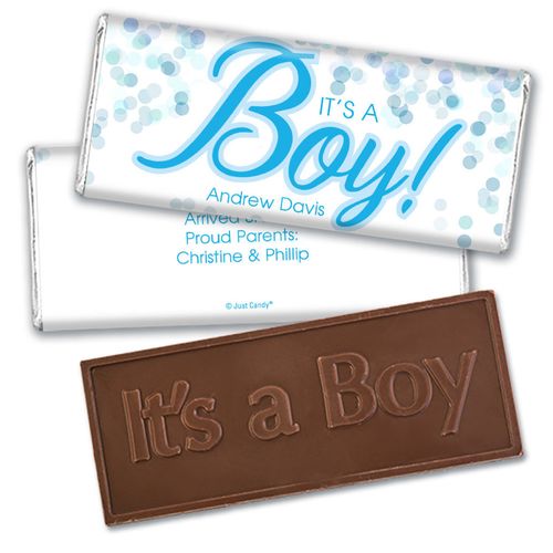Personalized Bubbles Baby Boy Birth Announcement Party Hershey's Chocolate Bar & Wrapper