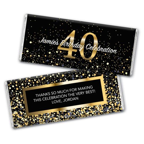 Personalized Milestone Elegant Birthday Bash 40 Chocolate Bar & Wrapper