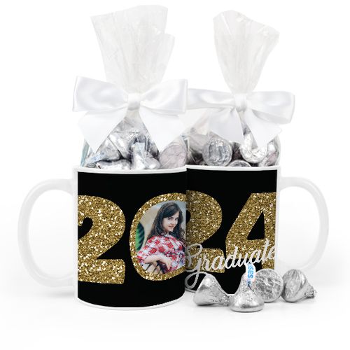Personalized Graduation Glitter 11oz Mug with Hershey's Kisses