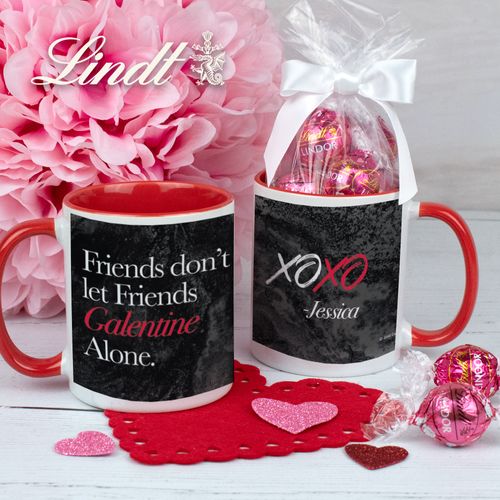 Personalized Friends Don't Let Friends Galentine Alone 11oz Mug with Lindt Truffles