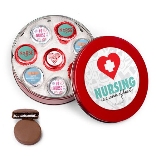 Nurse Appreication Red Tin with 16 Chocolate Covered Oreo Cookies