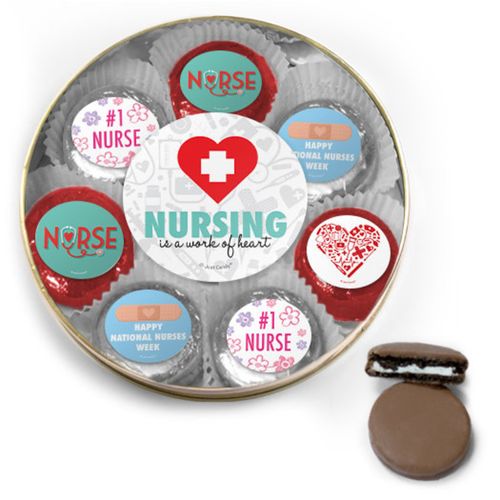 Nurse Appreciation Chocolate Covered Oreo Cookies Large Gold Plastic Tin