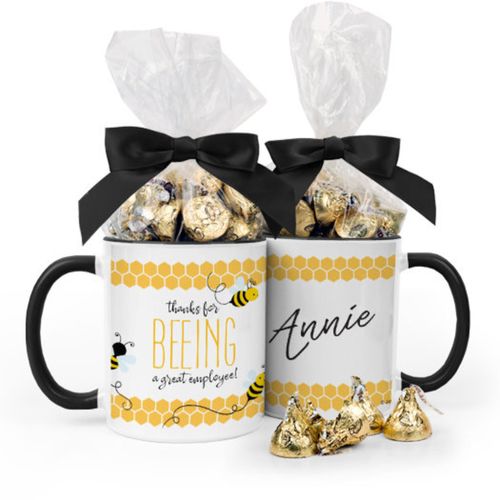 Personalized Thank You Bee 11oz Mug with Hershey's Kisses