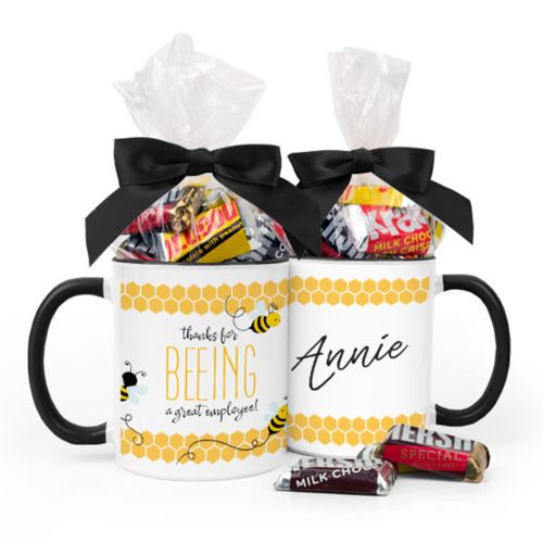 Personalized Thank You Bee 11oz Mug with Hershey's Miniatures