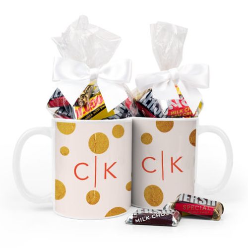 Personalized Anniversary Gold Dots 11oz Mug with Hershey's Miniatures