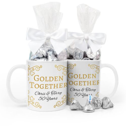 Personalized Anniversary Golden Together 11oz Mug with Hershey's Kisses