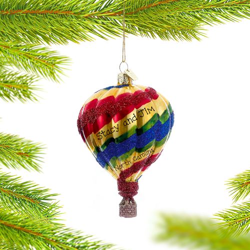 Personalized Hot Air Balloon (Rainbow) Christmas Ornament