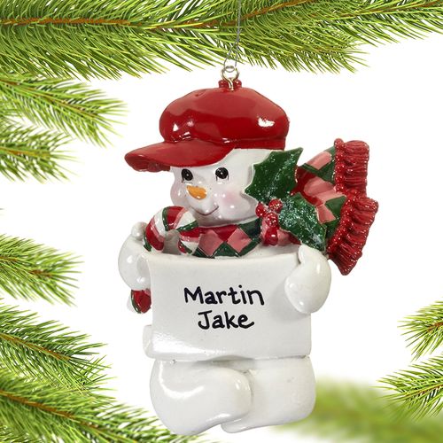 Personalized Snowman Kids Gatsby or Newsboy Hat Christmas Ornament