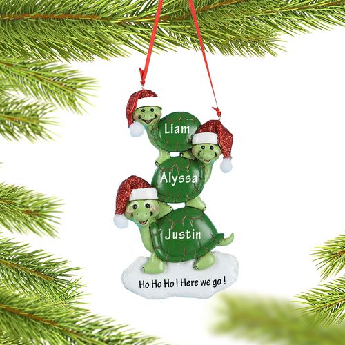 Personalized Turtle Family of 3 Christmas Ornament