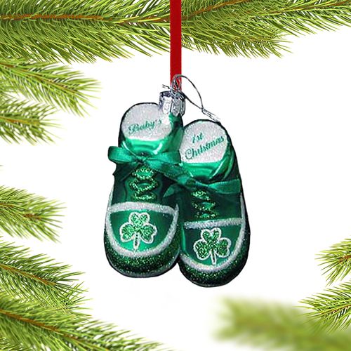 Personalized Irish Baby's First Christmas Shoes (Green) Christmas Ornament