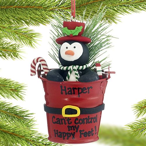 Personalized Penguin in a Bucket Christmas Ornament