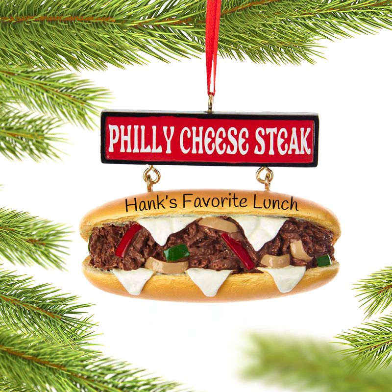 Personalized Cheese Steak Sandwich Christmas Ornament Personalized