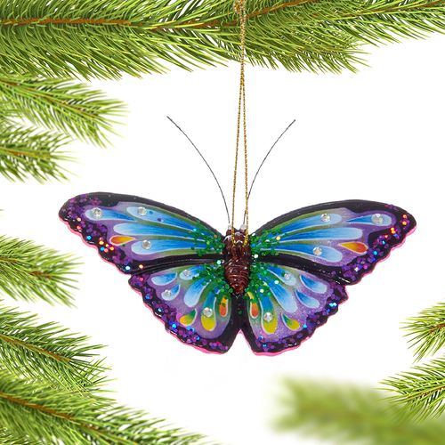 Personalized Purple Butterfly Christmas Ornament